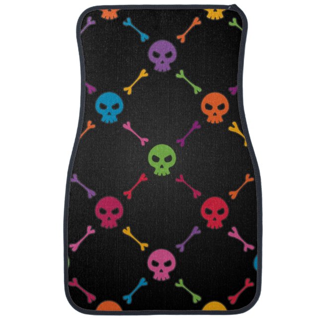 Multicolor pattern with skulls car mat (Front)