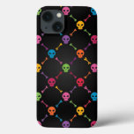 Multicolor pattern with skulls iPhone 13 case