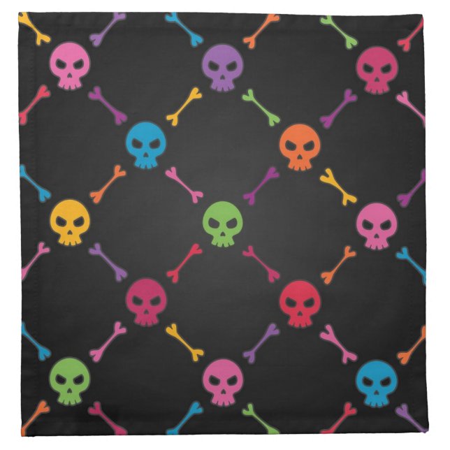 Multicolor pattern with skulls cloth napkin (Front)