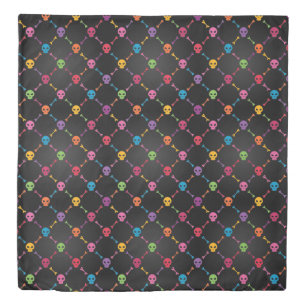Multicolor pattern with skulls duvet cover