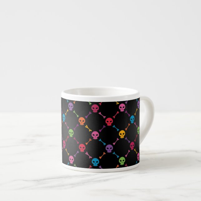 Multicolor pattern with skulls espresso cup (Front Right)