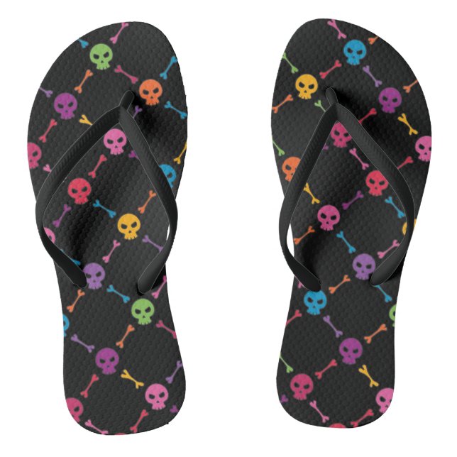 Multicolor pattern with skulls flip flops (Footbed)