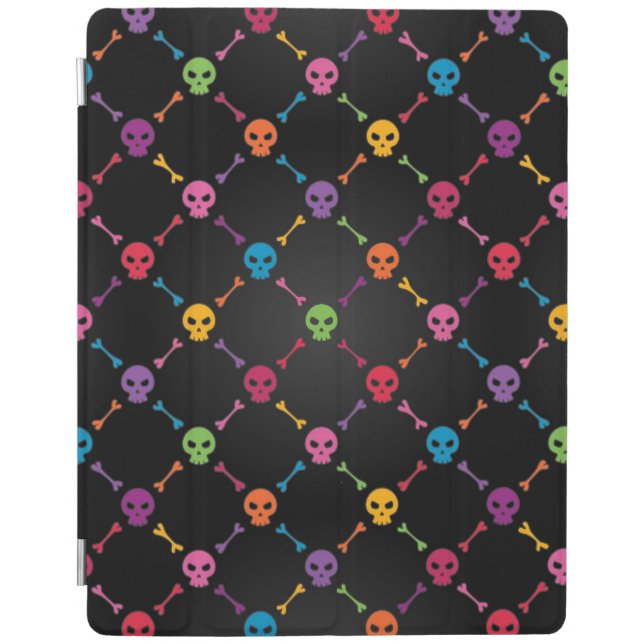 Multicolor pattern with skulls iPad smart cover (Front)