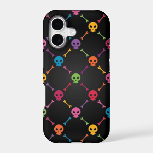 Multicolor pattern with skulls iphone case (Back)