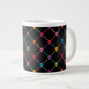 Multicolor pattern with skulls large coffee mug
