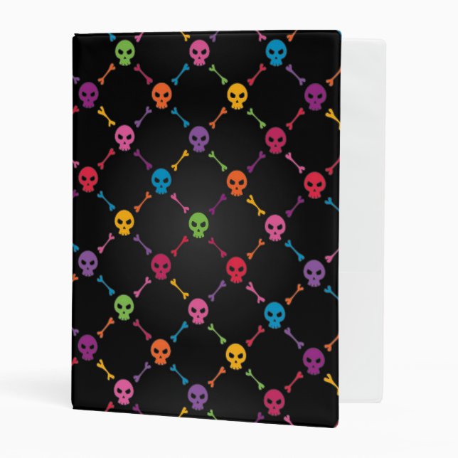 Multicolor pattern with skulls mini binder (Front/Inside)