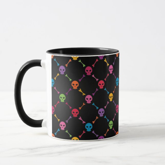 Multicolor pattern with skulls mug (Left)