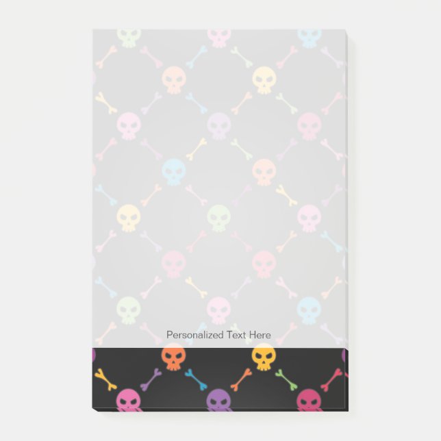 Multicolor pattern with skulls post-it notes (Front)