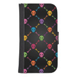 Multicolor pattern with skulls phone wallet
