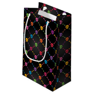 Multicolor pattern with skulls small gift bag