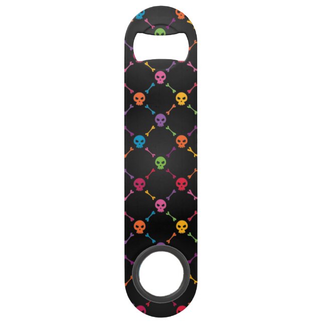 Multicolor pattern with skulls speed bottle opener (Front)