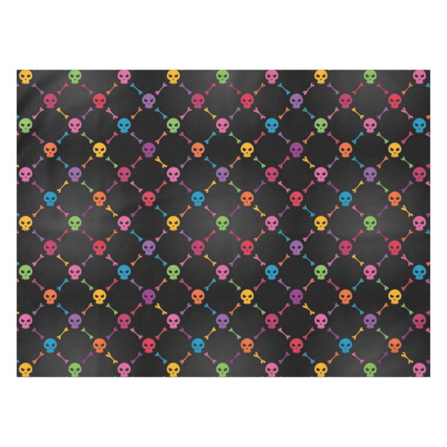 Multicolor pattern with skulls tablecloth (Front (Horizontal))