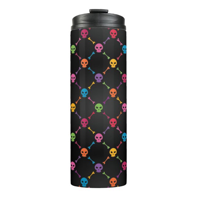 Multicolor pattern with skulls thermal tumbler (Front)