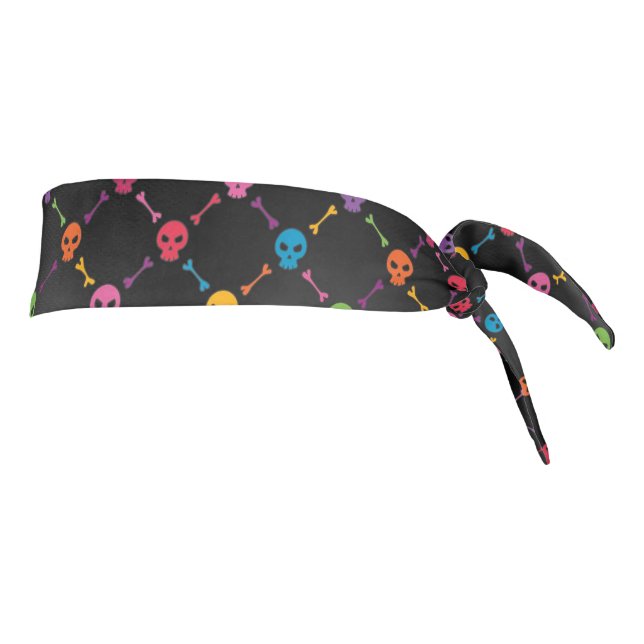 Multicolor pattern with skulls tie headband (Rotate 90)
