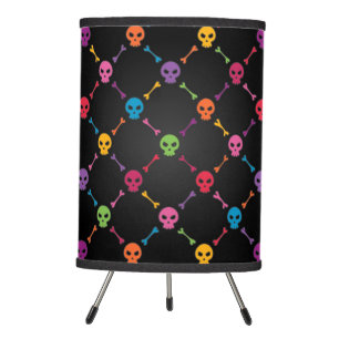 Multicolor pattern with skulls tripod lamp