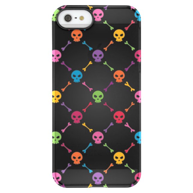Multicolor pattern with skulls uncommon iPhone case (Back)