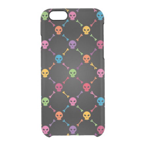 Multicolor pattern with skulls clear iPhone 66S case