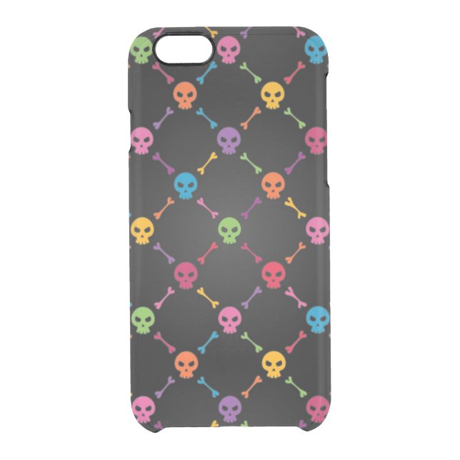 Multicolor pattern with skulls uncommon iPhone case (Back)