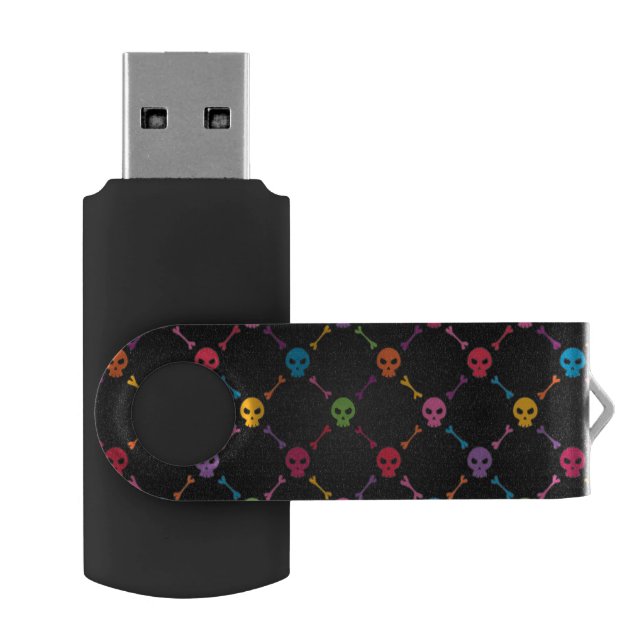 Multicolor pattern with skulls USB flash drive (Opened)