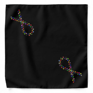 Multicolor pawprint awareness ribbon bandana
