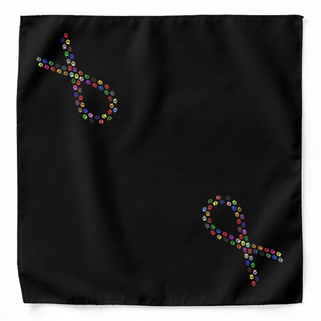 Multicolor pawprint awareness ribbon bandana (Front)