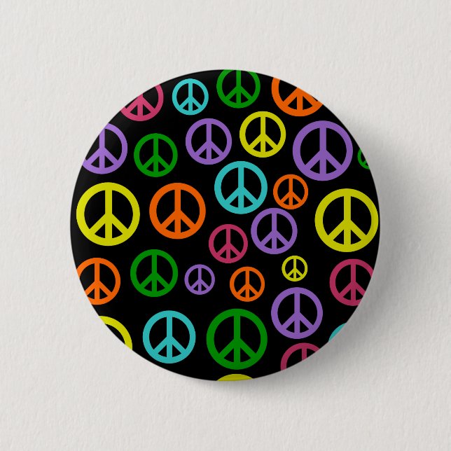 Multicolor Peace Signs Pinback Button (Front)