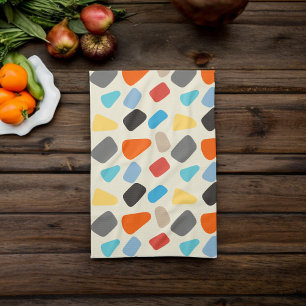 Multicolor Pebbles in White Background Kitchen Towel