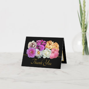 Multicolor Peonies Botanical Elegant Thank You Card