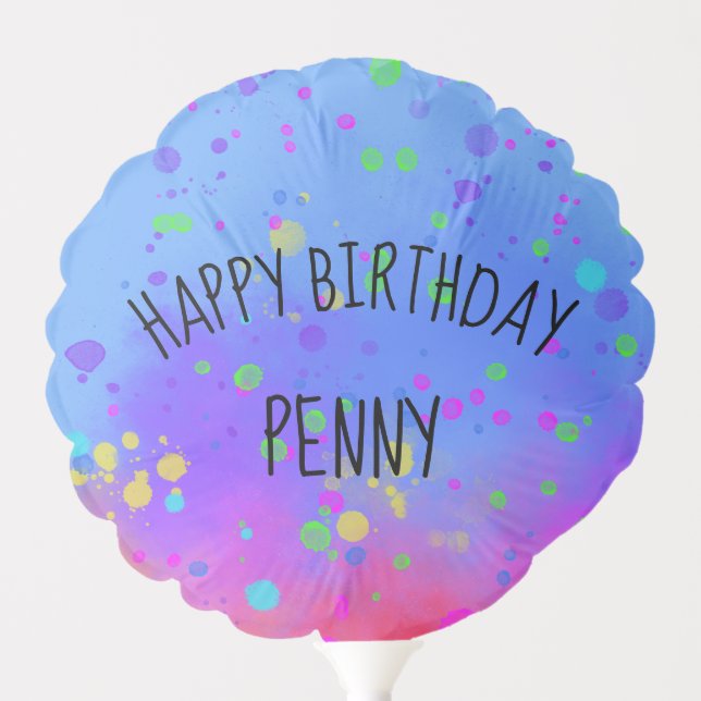 Multicolor Personalized Birthday Balloon (Front)