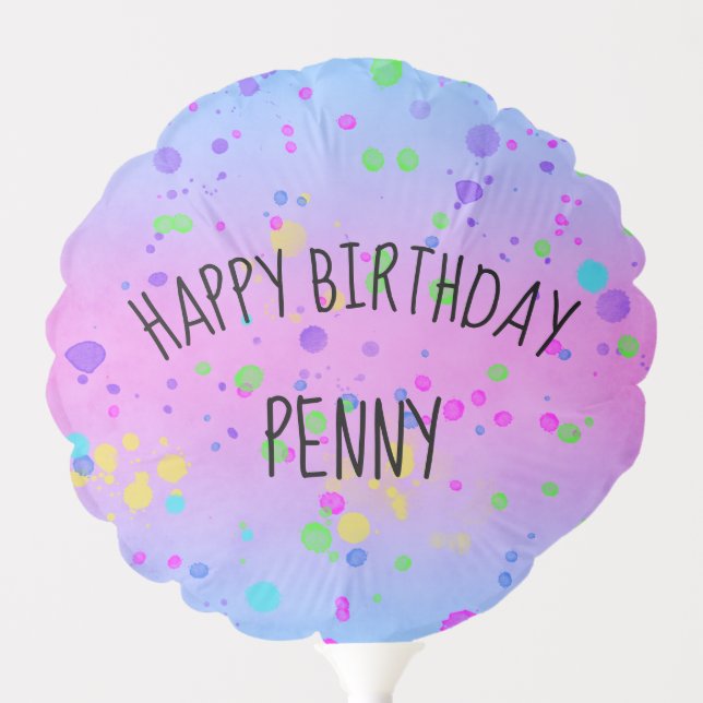 Multicolor Personalized Birthday Balloon (Front)
