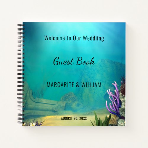 Multicolor Personalized Underwater Scene Wedding Notebook