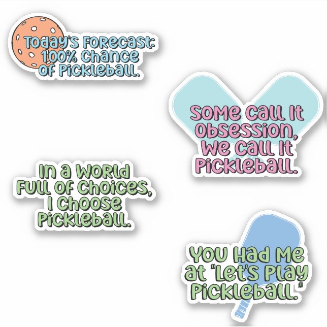 Multicolor Pickleball Player Colorful Sticker Pack (Front)