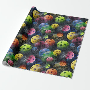 Multicolor Pickleballs Wrapping Paper