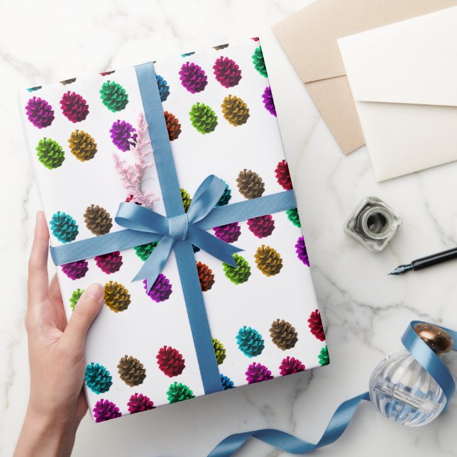 Multicolor Pine Cones Wrapping Paper (Gifting)
