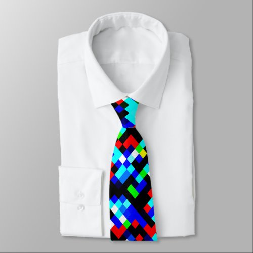 Multicolor Pixel Pattern Neck Tie