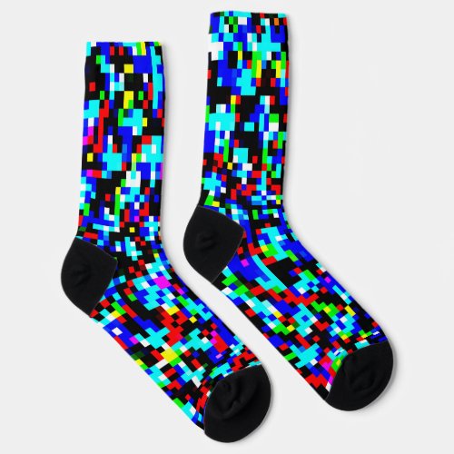 Multicolor Pixel Pattern Socks