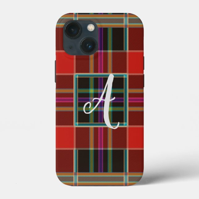 Multicolor Plaid (Tartan) Monogram, Name  Case-Mate iPhone Case (Back)