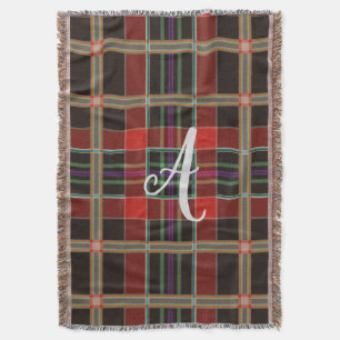 Multicolor Plaid (Tartan) Monogram, Name Custom Throw Blanket