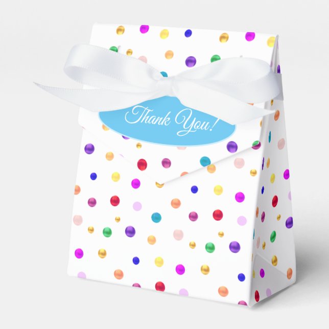 Multicolor Polka Dots Thank You Favor Boxes (Front Side)
