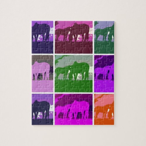 Multicolor Pop Art Horses Jigsaw Puzzle