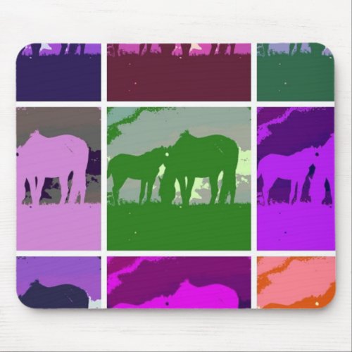 Multicolor Pop Art Horses Mouse Pad