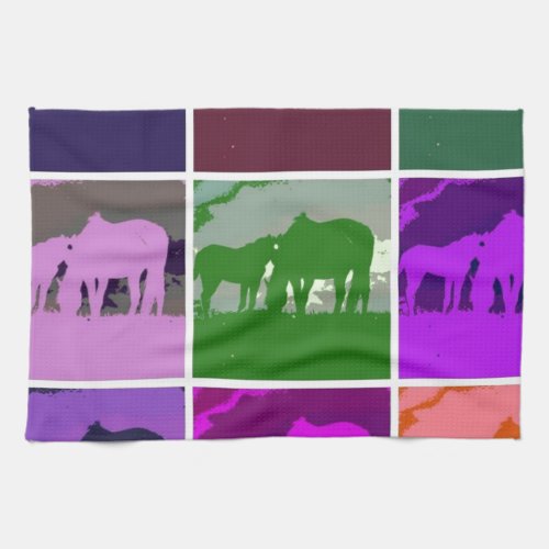 Multicolor Pop Art Horses Towel