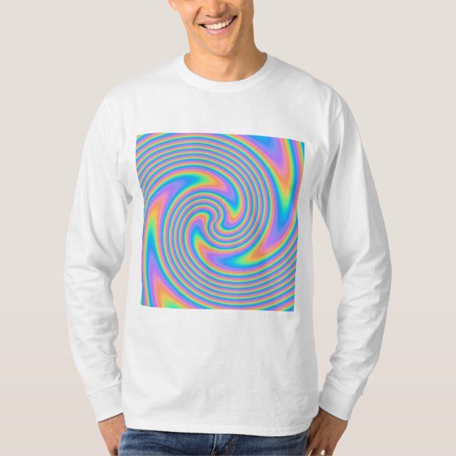 Multicolor Psychedelic Twist Swirl Pattern. T-Shirt (Front)