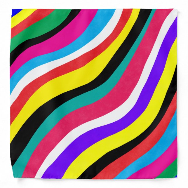 Multicolor Psychedelic Wavy Stripes Bandana (Front)