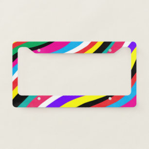 Multicolor Psychedelic Wavy Stripes License Plate Frame