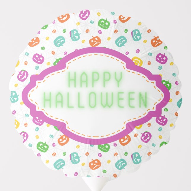 Multicolor Pumpkins Halloween Pattern Balloon (Front)