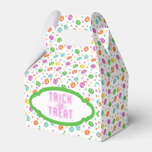 Multicolor Pumpkins Halloween Pattern Favor Boxes (Front Side)