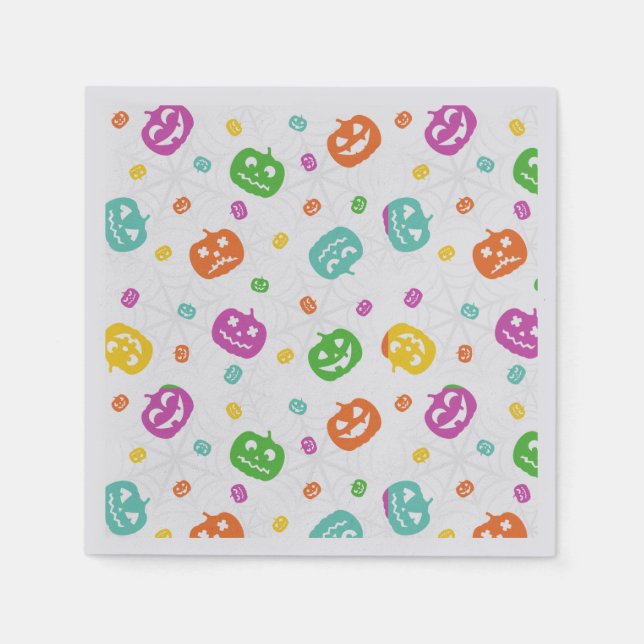 Multicolor Pumpkins Halloween Pattern Napkins (Front)