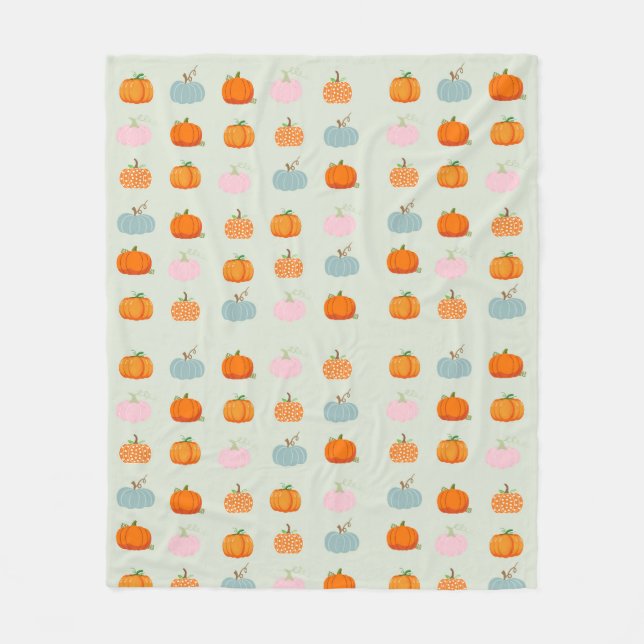 Multicolor Pumpkins Pattern Fleece Blanket (Front)