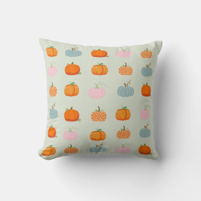  Multicolor Pumpkins Pattern Throw Pillow (Front)
